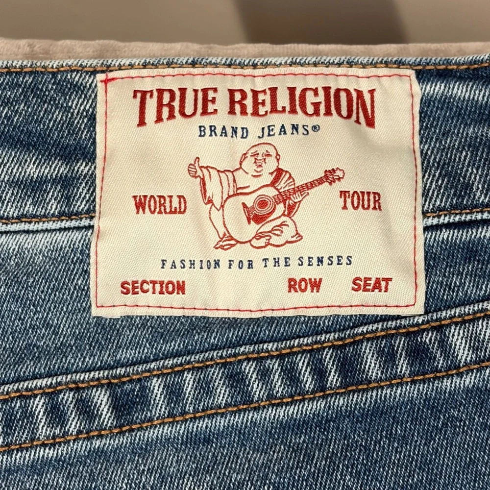 True Religion Ricky Relaxed Straight Jeans Medium Wash Blue‎ Mens 36 105251